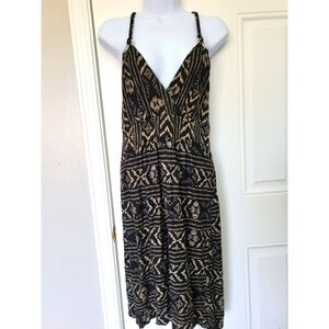 VENUS Black and Tan Patterned Dress